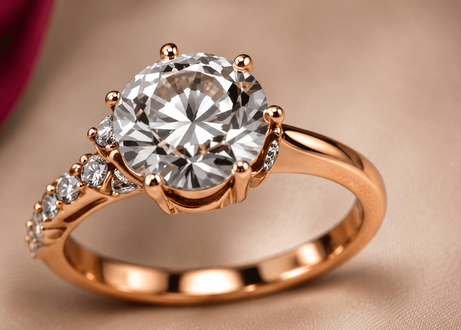 Rose-gold diamond solitaire ring